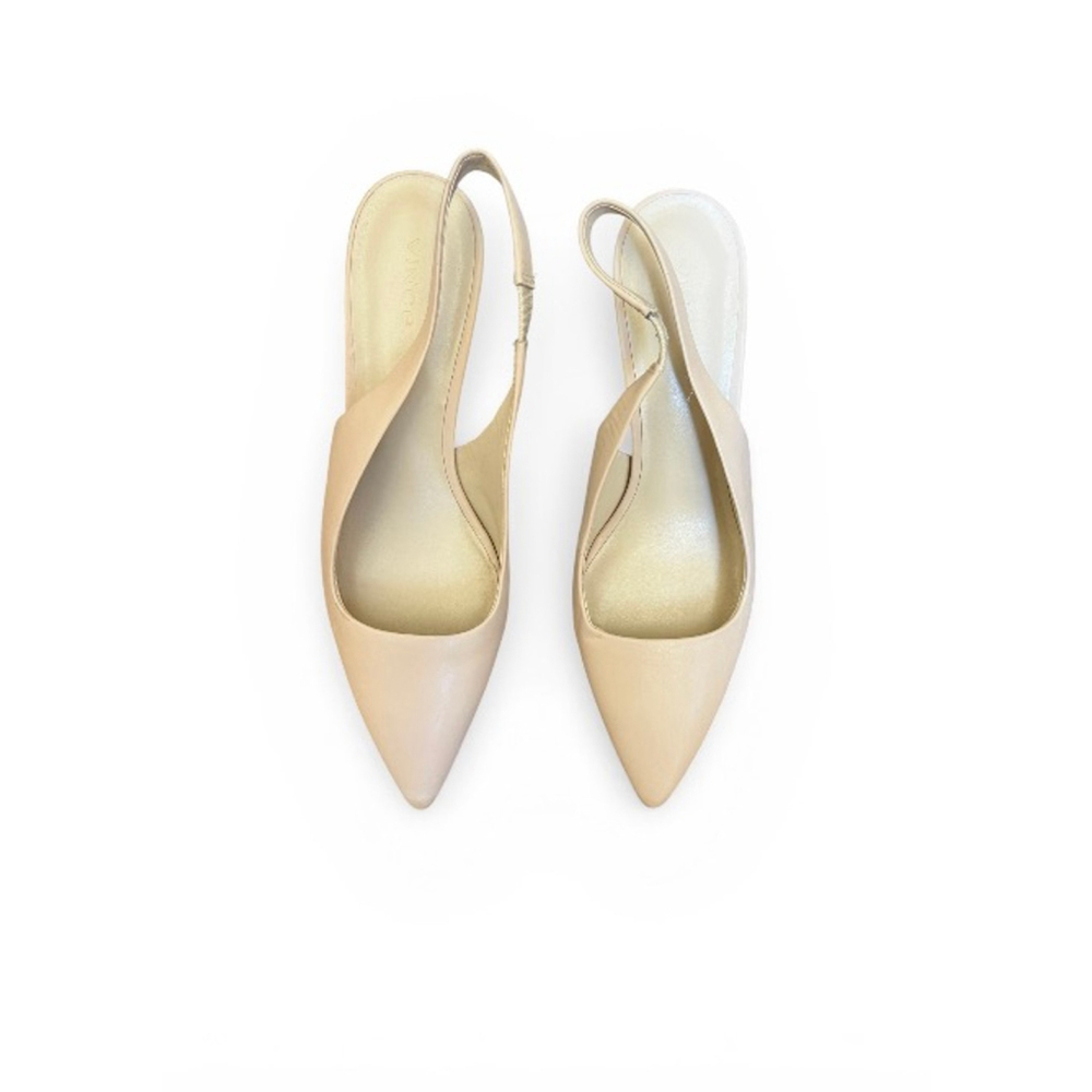 New Women's Vince. Beige Leather Slingback Heels Size 8